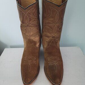Vintage Texas Brand Men's Cowboy Western Boots Brown Suede USA Size 9 D